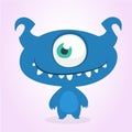 Funny cartoon one-eyed alien. Vector illustration of alien monster charater.