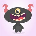 Funny cartoon one-eyed alien. Vector illustration of alien monster charater.