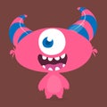 Funny cartoon one- eyed alien. Vector illustration of alien monster charater.