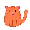 Funny cartoon orange cat with lines, cute vector illustration in flat style. Smiling fat kitten. Positive print for Royalty Free Stock Photo