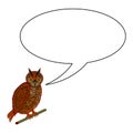 A funny cartoon owl with a speech bubble Royalty Free Stock Photo