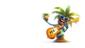 Funny cartoon palm tree in sunglasses playing guitar Royalty Free Stock Photo