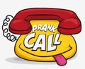 Funny Cartoon Phone for April Fools' Call Prank, Vector Illustration Royalty Free Stock Photo