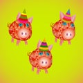 Funny cartoon piggy. Cute cartoon pig. Set. Royalty Free Stock Photo