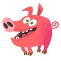 Funny cartoon pink pig. Farm animals. Illustration of a smiling piggy isolated Royalty Free Stock Photo