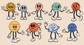 Funny cartoon planets of solar system characters. Mercury, Venus, Earth, Mars, Jupiter, Saturn, Uranus, Neptune mascots