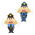 Funny cartoon policeman, two colors