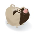 Funny cartoon pug is licking