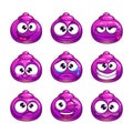 Funny cartoon purple jelly monster