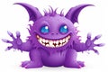 Funny cartoon purple monster isolated on white background. Royalty Free Stock Photo