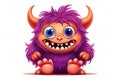 Funny cartoon purple monster isolated on white background. Royalty Free Stock Photo