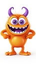 Funny cartoon purple monster isolated on white background. Royalty Free Stock Photo