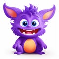 Funny cartoon purple monster isolated on white background. Royalty Free Stock Photo