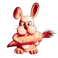 Funny cartoon rabbit with carrot Royalty Free Stock Photo