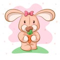 Funny cartoon rabbit with carrot. Royalty Free Stock Photo