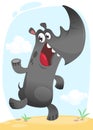 Funny cartoon rhino dancing. Wild tropic animal collection. Isolated on white background. Vector illustration Royalty Free Stock Photo