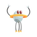 Funny cartoon robot character with three legs vector Illustration