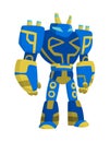 Funny cartoon robot. Cute retro robot. Robotic for children. Friendly android robot character with arms. Toy character