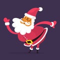 Funny cartoon Santa claus character pointing hand isolated. Vector Christmas illustration Royalty Free Stock Photo