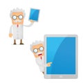 Funny cartoon scientist with a laptop Royalty Free Stock Photo