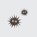 Funny cartoon sea urchin on white background