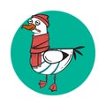 Funny cartoon seagull, sick. Royalty Free Stock Photo