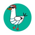 Funny cartoon seagull, steep. Thug life. Royalty Free Stock Photo
