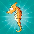 Funny cartoon seahorse