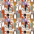 Funny cartoon seamless cats pattern