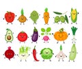 Funny cartoon set of different vegetables. Kawaii vegetables. S Royalty Free Stock Photo