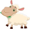 Funny cartoon sheep eating grass Royalty Free Stock Photo