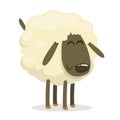 Funny cartoon sheep icon. Vector illustration of a fluffy sheep character mascot.