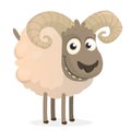 Funny cartoon sheep icon. Vector illustration of a fluffy sheep character mascot Royalty Free Stock Photo