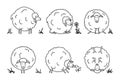 Funny cartoon sheep set. Vector illustration.