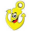 Funny cartoon ship anchor. the design of the character. vector illustration Royalty Free Stock Photo