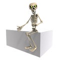 Funny cartoon skeleton invites you