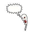 funny cartoon skull with speech bubble