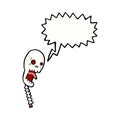 funny cartoon skull with speech bubble