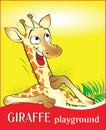 Funny cartoon smiling cheerful giraffe.