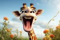 funny cartoon smiling giraffe