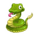 Funny cartoon smiling green snake Royalty Free Stock Photo