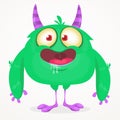 Funny cartoon smiling monster character. Halloween Illustration of happy alien creature. Vector isolated Royalty Free Stock Photo