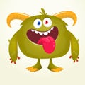 Funny cartoon smiling monster character. Halloween Illustration of happy alien creature. Vector isolated Royalty Free Stock Photo