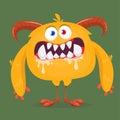 Funny cartoon smiling monster character. Halloween Illustration of happy alien creature. Vector isolated Royalty Free Stock Photo