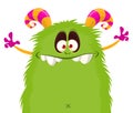 Funny cartoon smiling monster character pop up and waving hands. Illustration of happy alien. Halloween party design. Vector Royalty Free Stock Photo