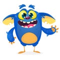 Funny cartoon smiling monster creature. Halloween Illustration of happy alien character. Vector isolated Royalty Free Stock Photo