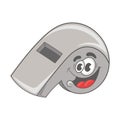 Funny cartoon sports whistle, vector illustration