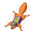 Funny cartoon squirrel character base jumping