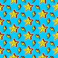 Funny cartoon stars patches seamless pattern