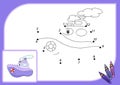Funny cartoon steamship. Connect dots and get image. Educational